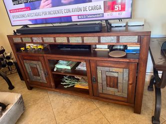 Living room set (end tables, coffee table, and TV console)