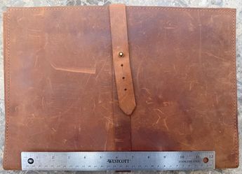 Old Fisher Real Leather Laptop Sleeve for MacBook Pro & Air Fits 13, 14, 15 & 16 Inch - Genuine Full Grain Leather with Soft Wool Lining (14-inch Pro