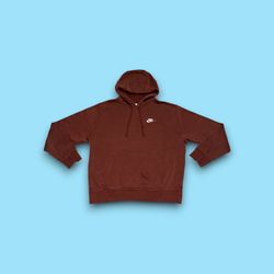 Nike sportswear club fleece embroidered pullover hoodie mocha brown men’s medium 