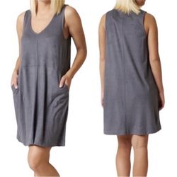 WHITE CROW suede casual short dress with pockets sleeveless women’s Size Medium