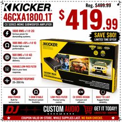 Kicker 46CXA1800.1T Mono Subwoofer Amplifier CXA1800.1 Bass Power Amplifier 3600 Watts 🚨 Payment Options Available 🚨 No Credit Needed 🚨