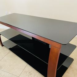 Very clean well-made black glass TV center unit stand 56x19