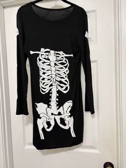 Black skeleton, long sleeve stretchy dress size medium adult