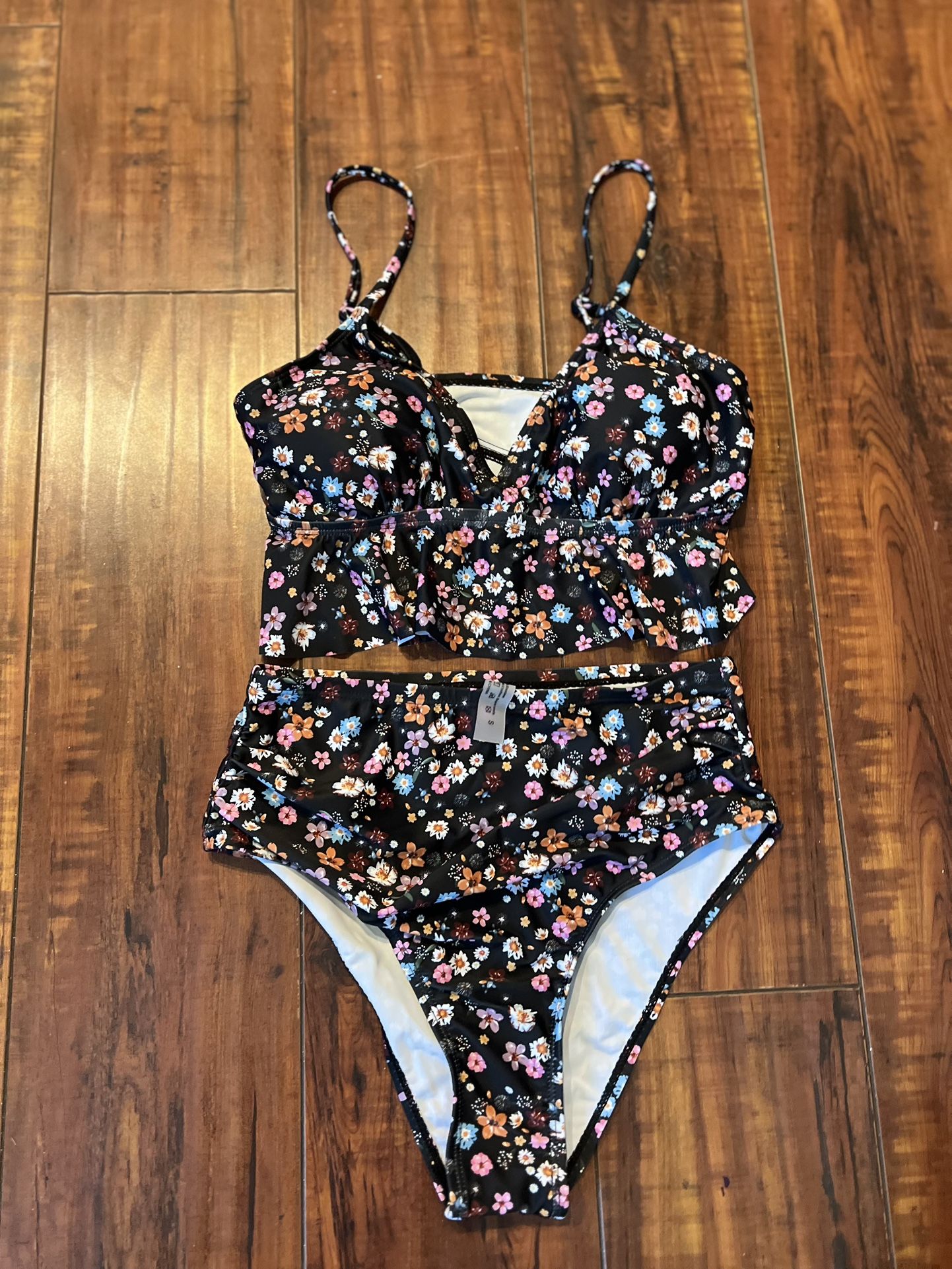 Floral Bikini Set – High Waist, Size S