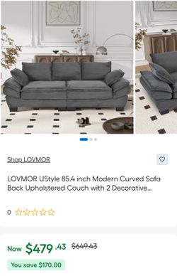84" Sofa Couch Grey