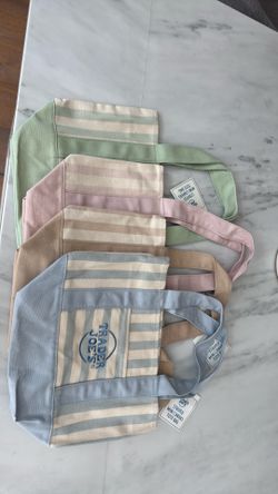 Traders joes striped canvas bag