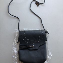 Black Leather Boho CrossBody Purse 