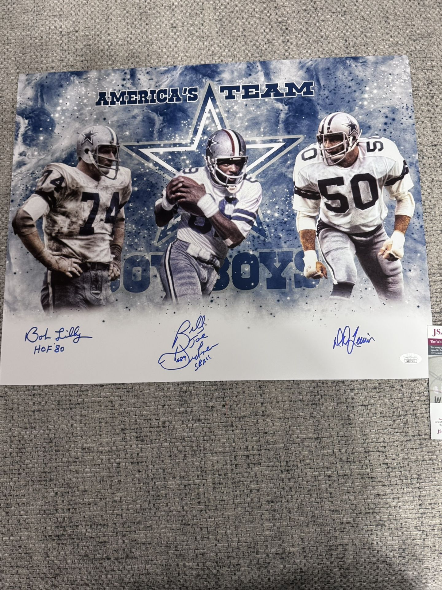 BOB LILLY, BILLY JOE DUPREE, & DD LEWIS SIGNED 16X20 PHOTO DALLAS COWBOYS W/JSA
