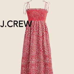 🌞(NEW) (1 AVAILABLE) WOMEN’S J.CREW PALOMA DRESS IN STRAWBERRY SWIRL COTTON POPLIN - SIZE: SMALL🌞