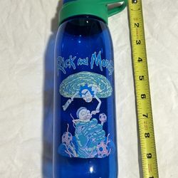 Rick and Morty reusable water bottle space trippy 28oz screw lid blue plastic