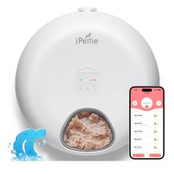 iPettie Donut Frost WiFi 6 Meal Automatic Cat Dispenser with App Control, Dry & Wet Food Automatic Cat Feeder, Smart Dog Feeder with Two Ice Packs, Pr