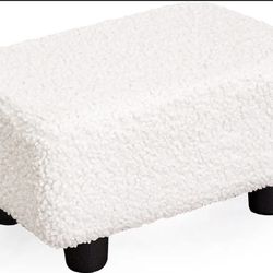 Small Foot Stool Ottoman 15.4" Sherpa Footstool with Legs under Desk Footrest 