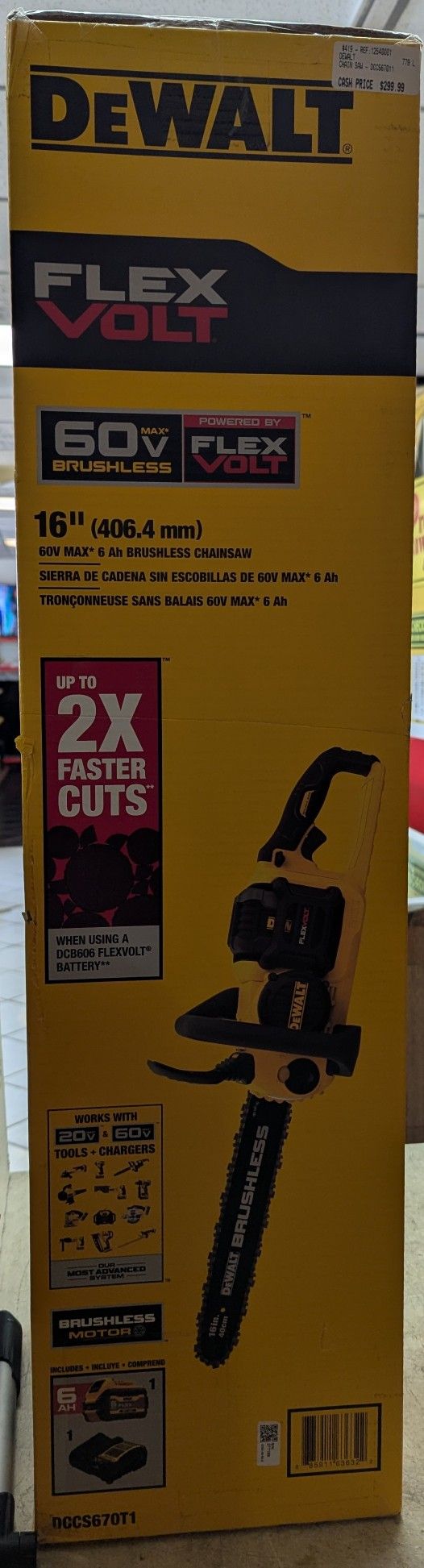 Dewalt 60v Chainsaw With 12AH Flex Volt Battery And Charger