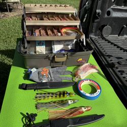 Saltwater Tackle Box With Tackle And Fillet Knives