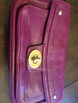 Authentic Leather Coach Magenta Clutch
