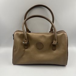 Vintage Liz Claiborne Brown Satchel Purse Leather handbag zip top