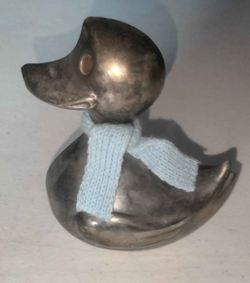 Leonard Silver Plate Coin Bank Duck