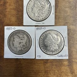 3 Morgan Silver Dollars. -  90% Silver     Group 4