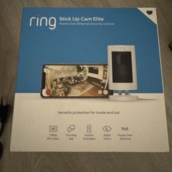 Ring Stick Up Cam Elite, Power over Ethernet HD Security Camera with Two-Way Talk, Night Vision, Works with Alexa - White