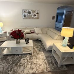 L Shape Recliner Couch, Two Coffee Tables