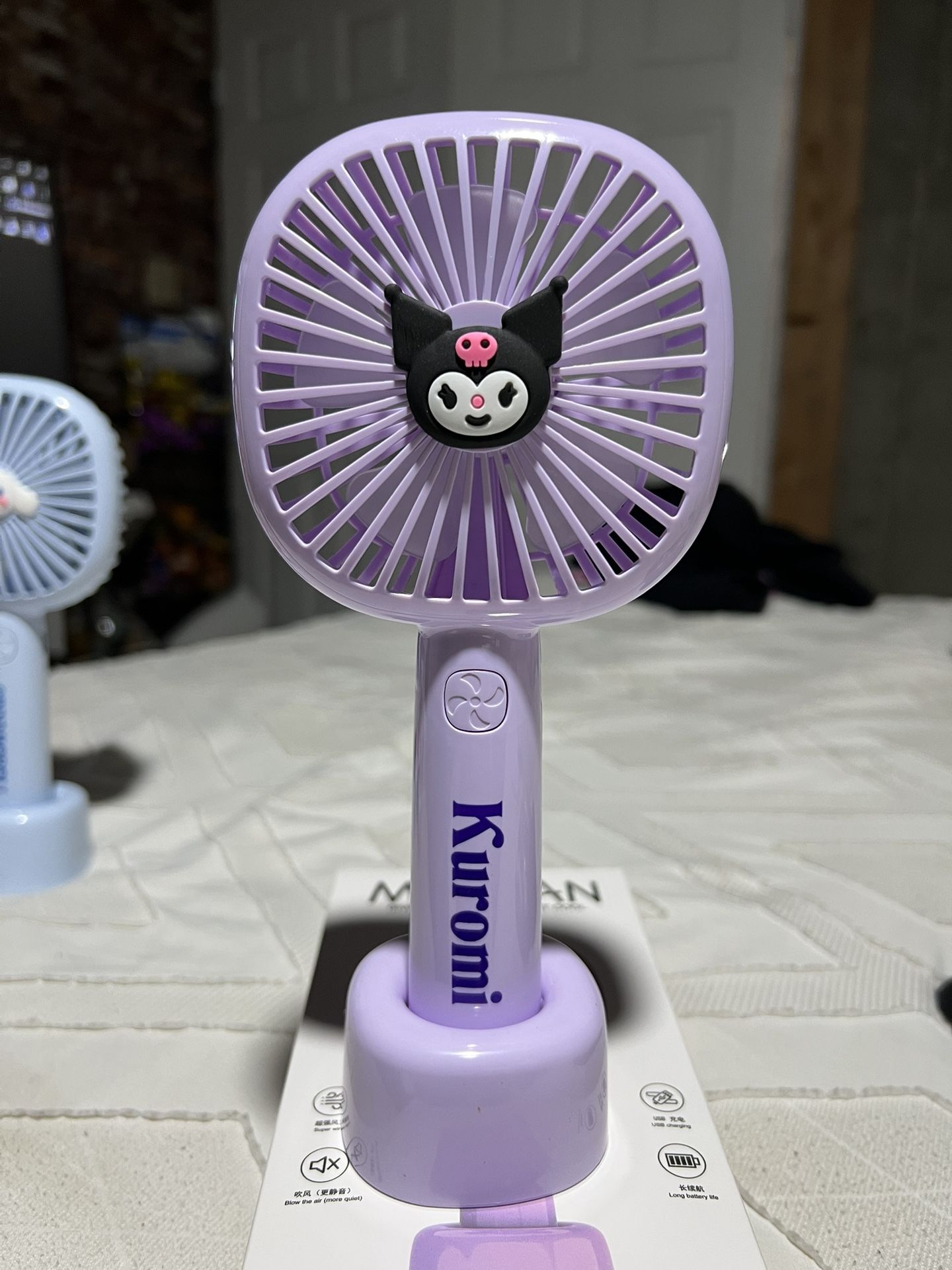 New. Super mini fan 12 models available Kuromi Figure Compact Portable two types Fan Battery USB kids