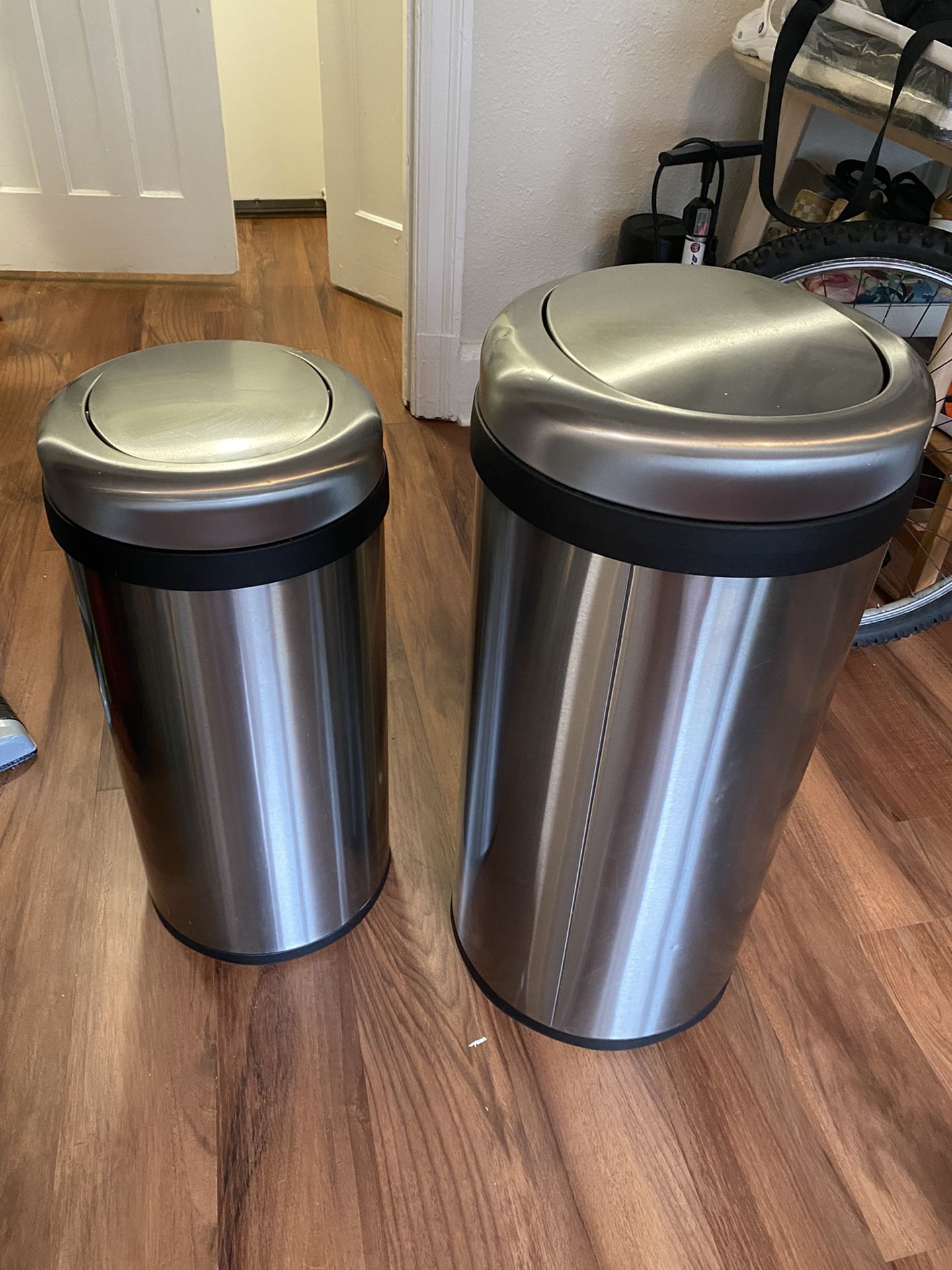 2 Steel Trash Cans