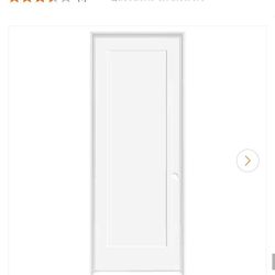 50% OFF - Steves & Sons 32×80" 1-Panel Shaker Fiberglass Interior Door LH Prehung Primed