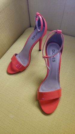 Dunes Coral Patent Ankle Strap Heels