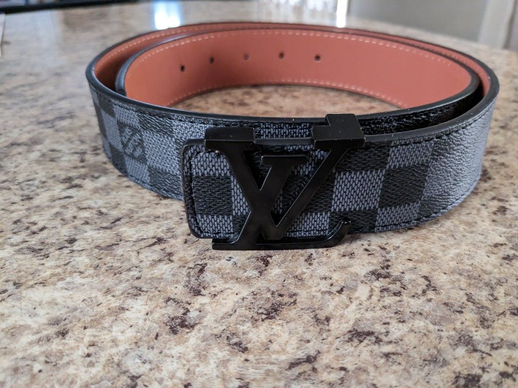 Louis Vuitton LV Initial Black and Grey checkered Belt.