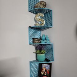 Metal Aqua (Blue) Corner Shelf