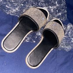Allover Rhinestone Slide Sandals