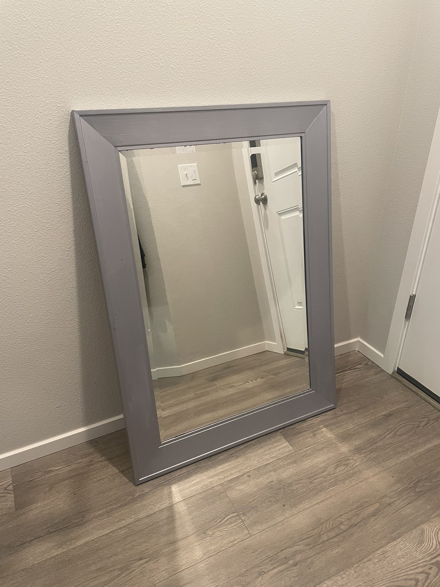 44”x 31.5” Rectangle framed Mirror, Repainted Silver