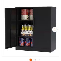 BRAND NEW IN BOX Mlezan Small Metal Cabinet with 2 Doors 31.5 in. W x 35.4 in. H x 15.7 in. D with 2-Adjustable Shelves Garage Cabinet in Black
