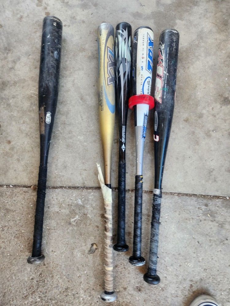 Aluminum Baseball Batts Lot of 5 "Still in Usable Condition "