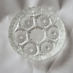 Vtg Sunburst Diamond Ashtray Drink Coasters Clear Glass Crystal Italy
