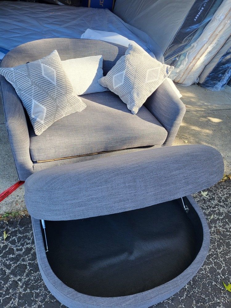 Chair With Storage Ottoman + Pillows