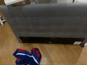 Queen Headboard, Gray Tufted Upholstered