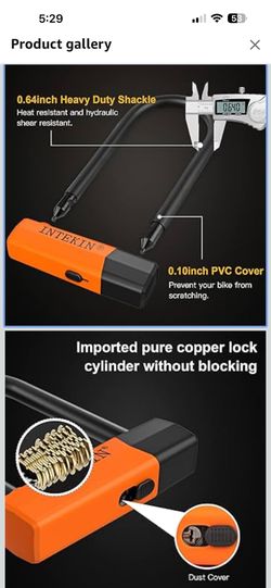 Bike U Lock with 16mm U Lock and 4FT/5FT Length Security Cable and Sturdy Mounting Bracket for Bikes