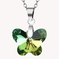 In Purple And Green Crystal Like Necklace