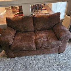 Loveseat Couch, Brown, 63"W x 36"D x 34" H