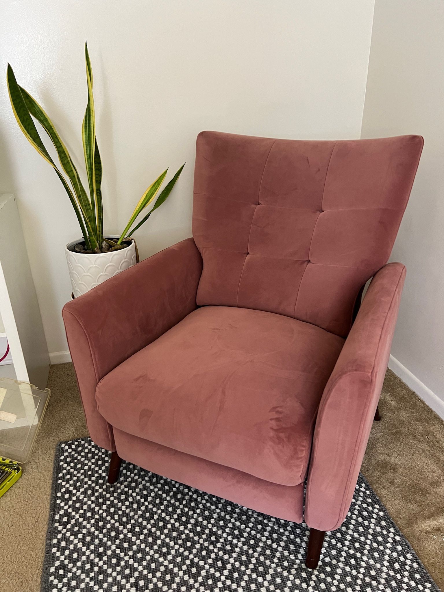 Pink Velvet Style Reading Lounge Chair, Recliner