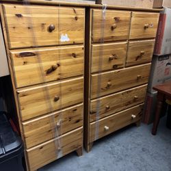         Solid Wood Dresser Set – Rustic Pine (2 Pieces) Matching Wooden Dressers – Farmhouse Style