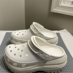 Crocs Mega Crush Clog Shiitake White Platform Shoes Womens Size 6 Pre-owned