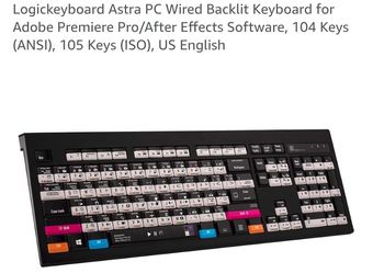 Logickeyboard Astra PC for Adobe Premiere Pro / After Effects, Wired + Dual USB Access Ports