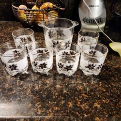 Devalbor Libbey Vintage Italy Floral Ice Glass And 6 Glass
