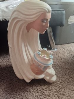 Woman Figurine with Floral Bowl