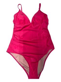 New Cupshe Pink Solid Ruched  One-Piece Swimsuit  Lined Adjustable  Spaghetti Strap Size M