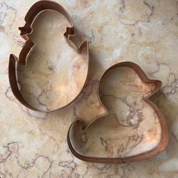 Vintage 6-7” Williams Sonoma Copper Cookie Cutter Lot Of 2 Duck Chick Easter NOS