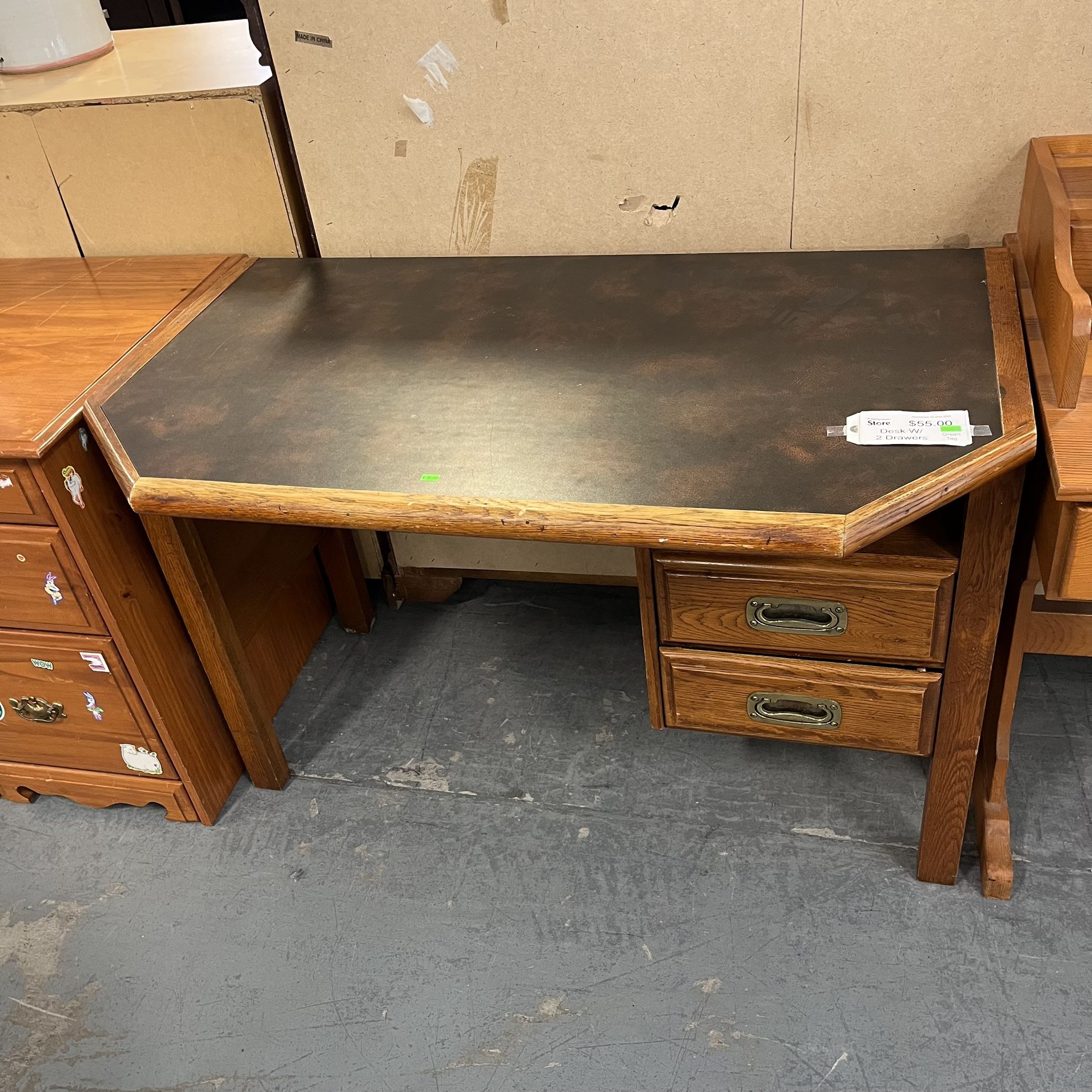 Real Wood Desk With Faux Leather Top (in Store)