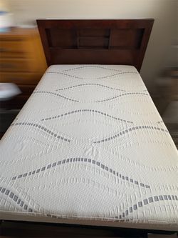 Full-Size Wooden Bed Frame with Bookcase Headboard (Optional Mattress & Box Spring)